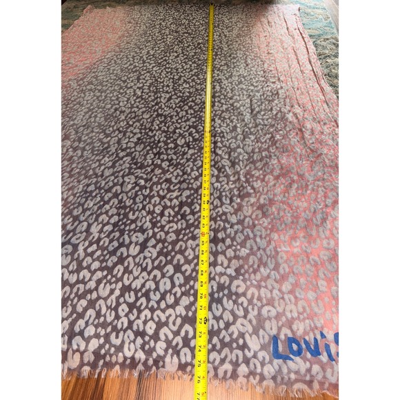 RARE Louis Vuitton Stephen Sprouse Leopard Scarf Pink Grey Graffiti Logo Italy - Picture 7 of 9